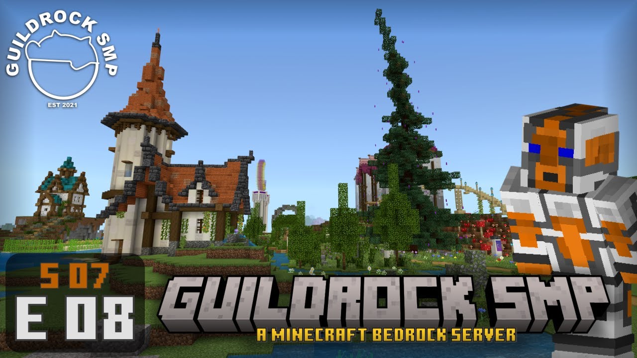 Custom Trees: Finishing the Base Part 2 - Minecraft Bedrock Survival - GuildRock SMP Ep8