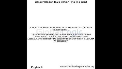 desarrollador java senior (viaje a usa) Fecha: 29 de julio de 2011