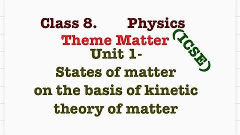 Matter, Unit 1- States of matter on the basis of kinetic theory of matter, Physics, class 8, ICSE￼