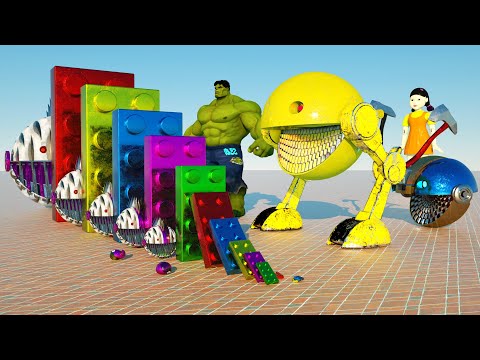 Best of Lego Domino Effect SMASH COMPILATION 7[Monster Robot, Jelly, Pacman, Hulk, Squid Game...]