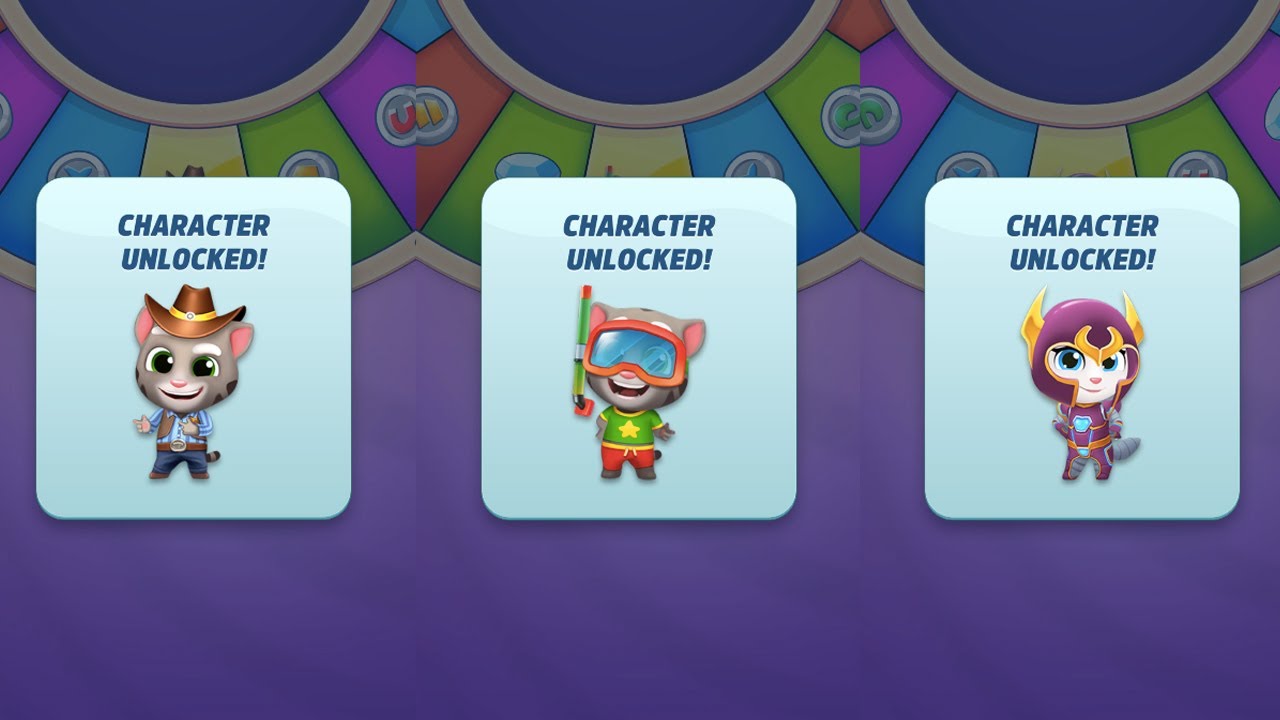 Talking Tom Gold Run - 52 TIMES SPIN WIN CHARACTER UNLOCKED COWBOY TOM, SPLASHY TOM, CYBER ANGELA