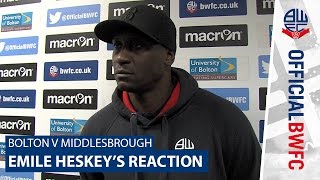 BOLTON V MIDDLESBROUGH | Emile Heskey's reaction