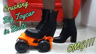 #crushing toy #car in #Boots #heels #car #crush stomp #asmr #toe #stretching *