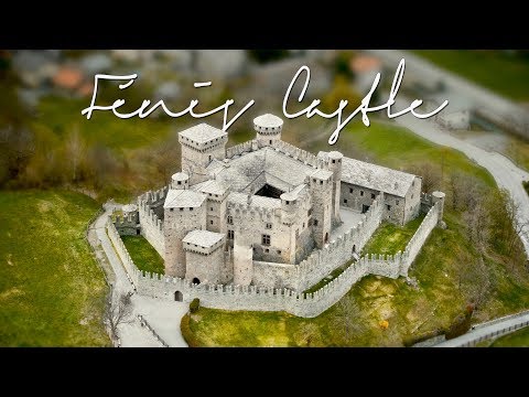 Travel Italy: Fénis Castle (Fenis) Aosta Valley. 4K Drone Aerial Video