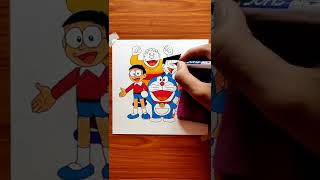 Doraemon drawing with doms brush pen🔥🔥 #shorts
