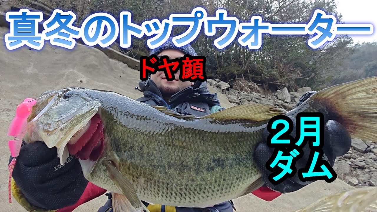 ２月 冬のダムでトップウォーターにデカバス バス釣り Youtube