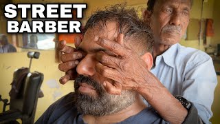 Energizing Head massage to reduce tiredness and Anxiety by Roadside IndianBarber NAGESHWAR #RELAX