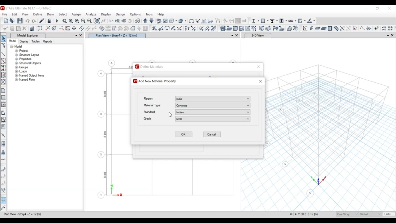 002 Define the material In Etabs