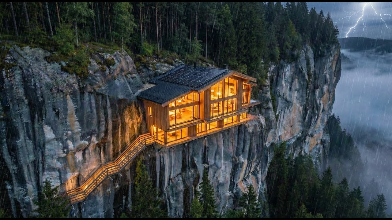 This man built a LUXURY HOUSE on a Rock Cliff — Building a house on a Vertical Rock Cliff (ASMR)
