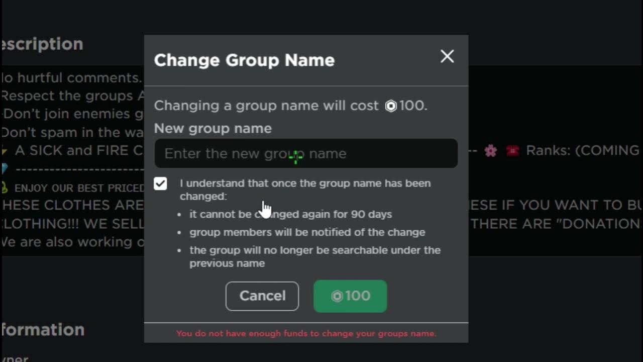 Can You Change A Roblox Group Name 😲You Can Now Change Roblox Group Names (100 Robux💲) - YouTube