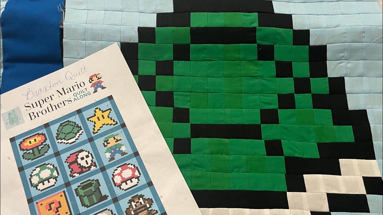 Super Mario Brothers Pixel Quilt Turtle Shell Block 
