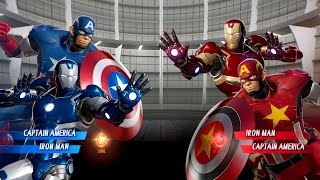 Blue Iron Man & Captain America vs. Red Captain America & Iron Man - Marvel vs Capcom Infinite