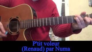 Video thumbnail of "P'tit voleur (Renaud) reprise à la guitare 1991"