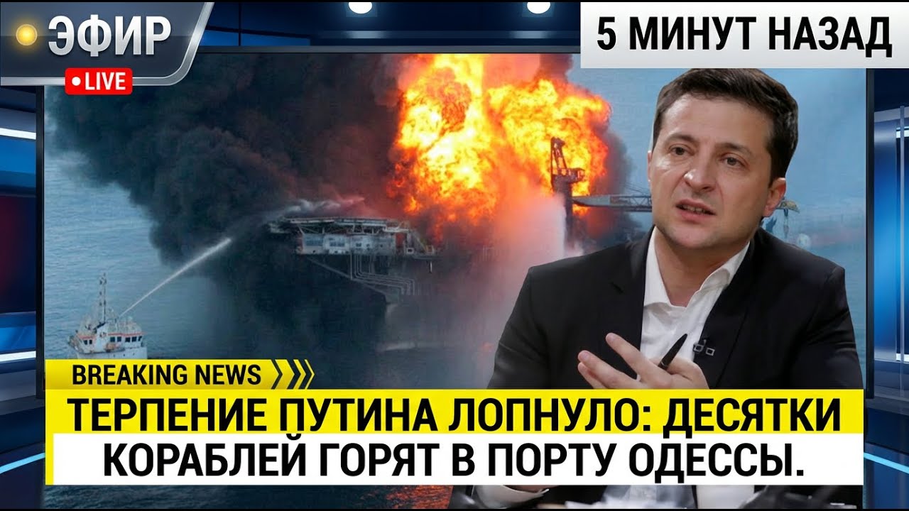 Терпение Путина лопнуло: Десятки кораблей горят в порту Одессы. Россия СНЕСЛА всё за танкеры?/