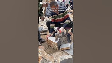 Old traditional method of splitting large stones
