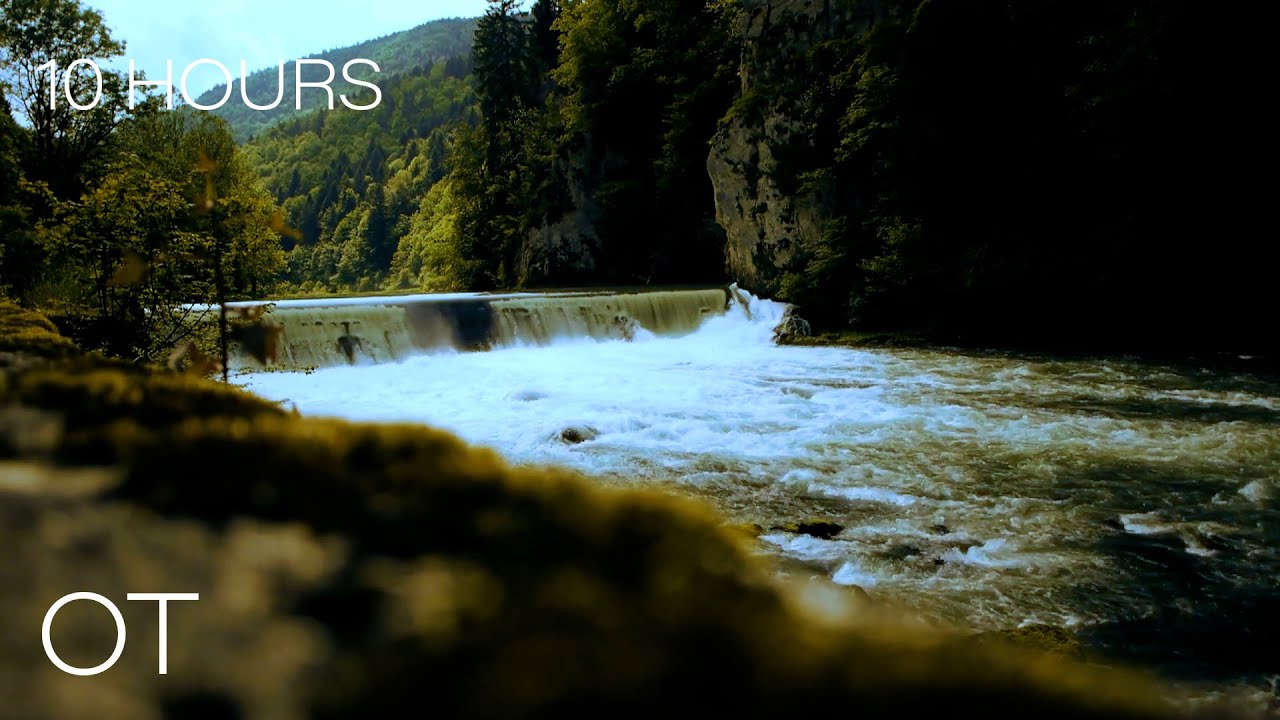 Late Summer Light on the Riverside | Rushing River & Waterfall Sounds | Relax | Study | Sleep