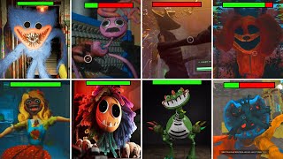 Poppy Playtime Chapters 1-2-3-4 All Bosses Deaths With Healthbars