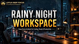 Deep Work Ambient 🌧️ Rainy Night Workspace for Flow State & Productivity
