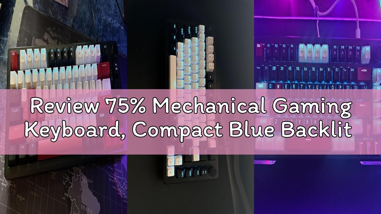 Review 75% Mechanical Gaming Keyboard, Compact Blue Backlit Wired Gaming Keyboard with Yellow Switch