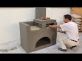 Build a wood stove + grill from red bricks and cement