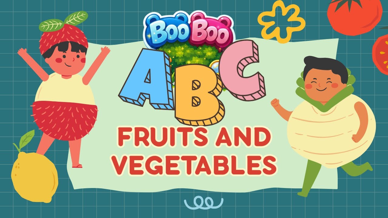 ABCD Fruits & Vegetables Song | A to Z Learning for Kids | Slow & Easy Alphabet Song