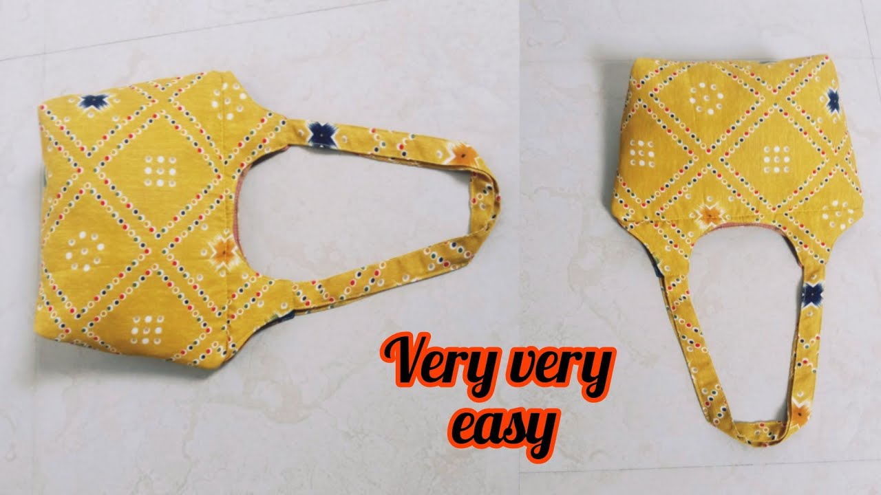 कपड़े के सिर्फ 1 टुकड़े से बनाये खुबसुरत हैंडबैग - DIY zipper handbag cutting and stitching at home