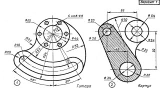 🔵 2 MECHANICAL PIECES DRAWING in AutoCAD 2D - Guitar and Body screenshot 2