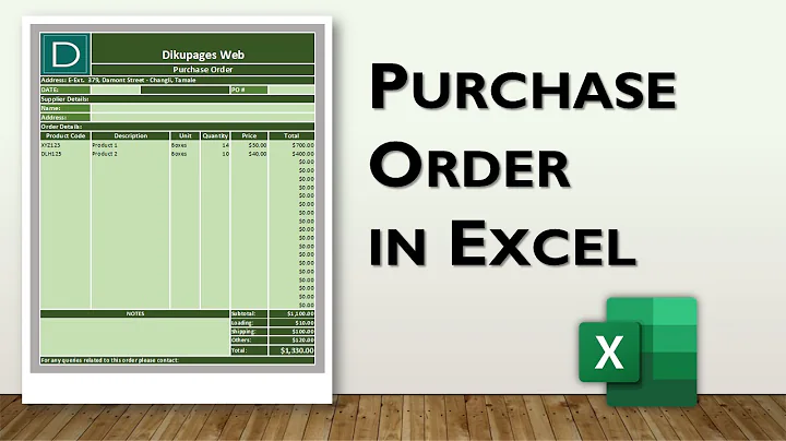 How to Create a Purchase Oder in Excel | Excel Template Design