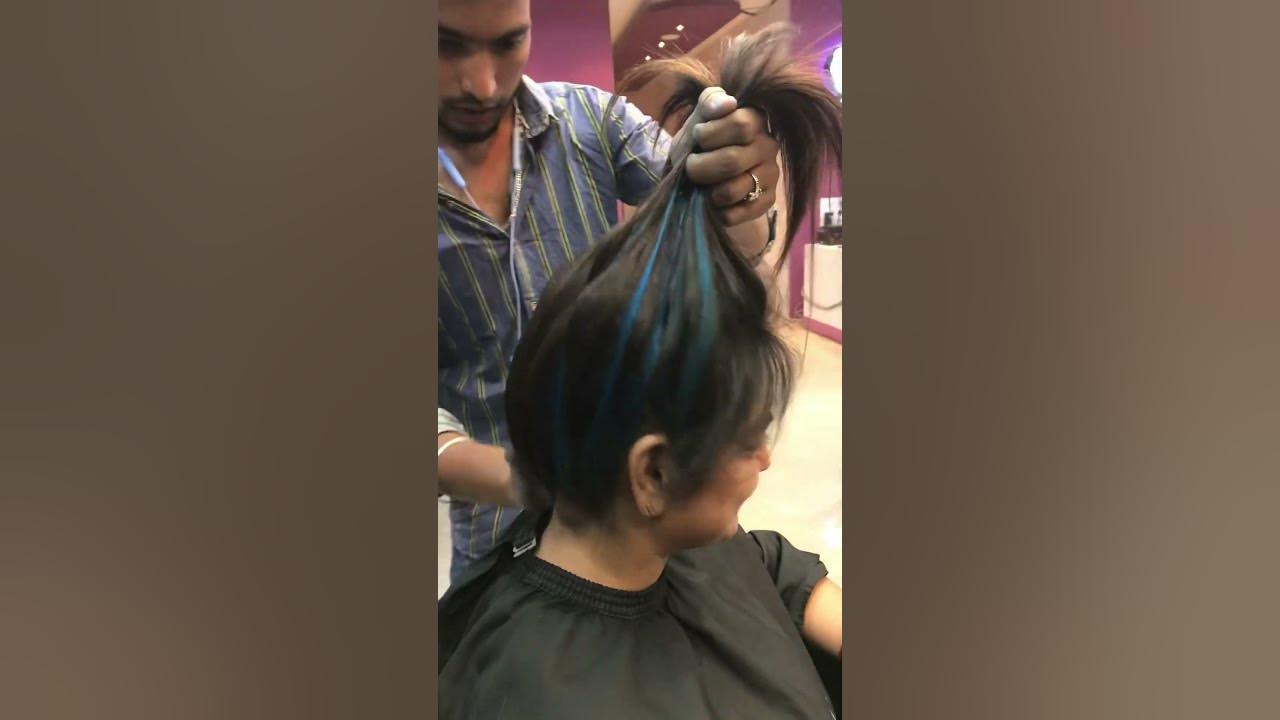 Blue hair colour | blue highlights strip | highlights hair colour - YouTube