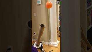 ball cannon made with a shop fan and a poster tube