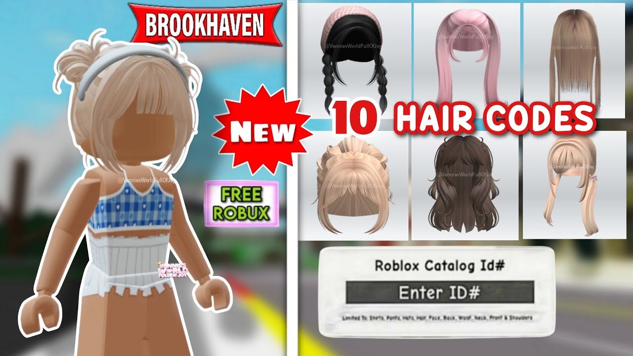 HOW TO ADD ID HAIR CODES + 10 HAIR ID CODES FOR BROOKHAVEN 🏡RP ROBLOX 🤩✨️  