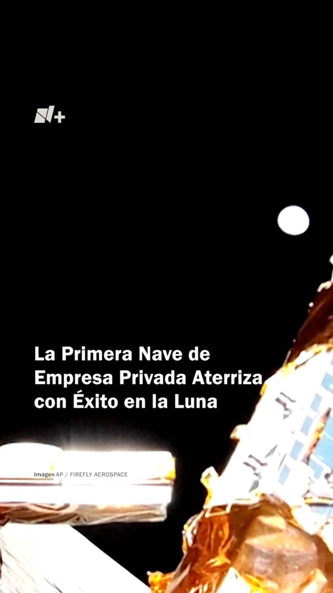 Momento del aterrizaje en la Luna del Blue Ghost #nmas #shorts #luna