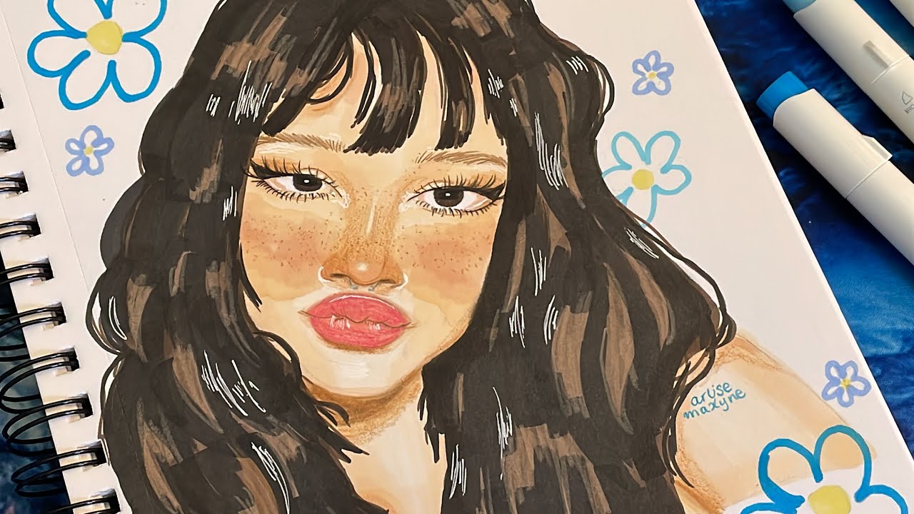 Drawing a REALISTIC PORTRAIT with CHEAP Ohuhu Markers