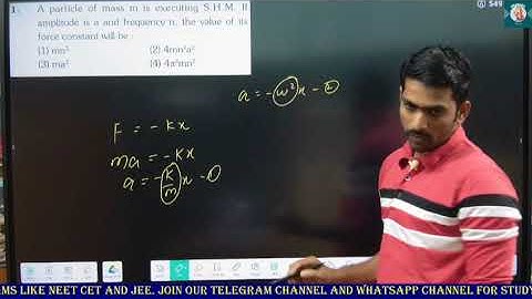 1A particle of mass m is executing S.H.M. Ifamplitude is a and frequency n, the value of itsforce co