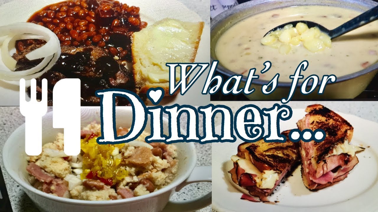 What's for Dinner Ham & beans, Cornbread, Fried Potatoes Cheesy