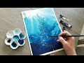 Simple watercolor underwater scene painting demonstration sea water ocean