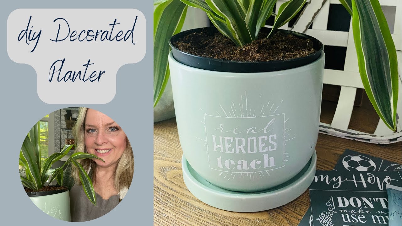 DIY Decorated Planter (teacher + graduation gift)