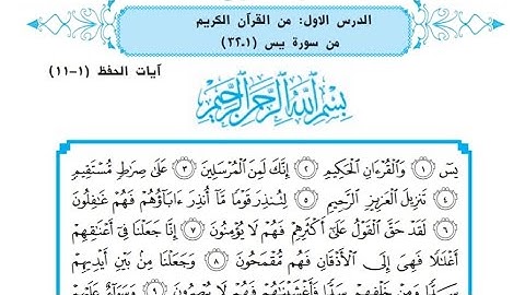 سورة يس اسلامية للصف الرابع الاعدادي ... سورة يس للحفظ للصف الرابع اعدادي من الاية ١ الى ١١