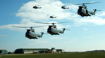 RAF Puma Helicopters Farewell Flypast Over Middle Wallop Hampshire