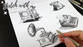 Still Life Drawing #02 | Vintage Technology | Sketch with me