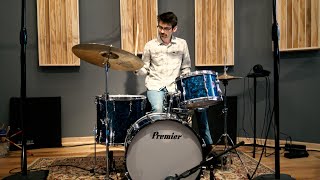 1960's PREMIER Vintage Drum Set - Blue Diamond Pearl + Sabian Rock Ride & AAX Stage Hats!