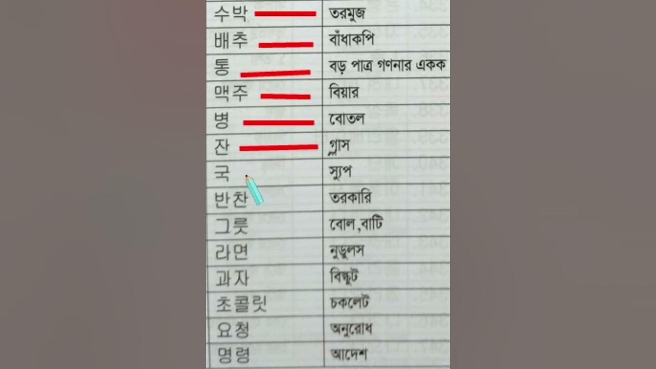 Korean learn Korean korean To Bangla Word korean-learn-korean-korean-to-bangla-word