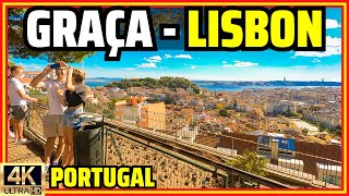 [4K] Граса, Лиссабон 🤩 Район с лучшими видами на город! Португалия