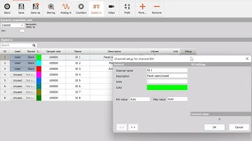 Digital inputs setup dialog in DewesoftX software