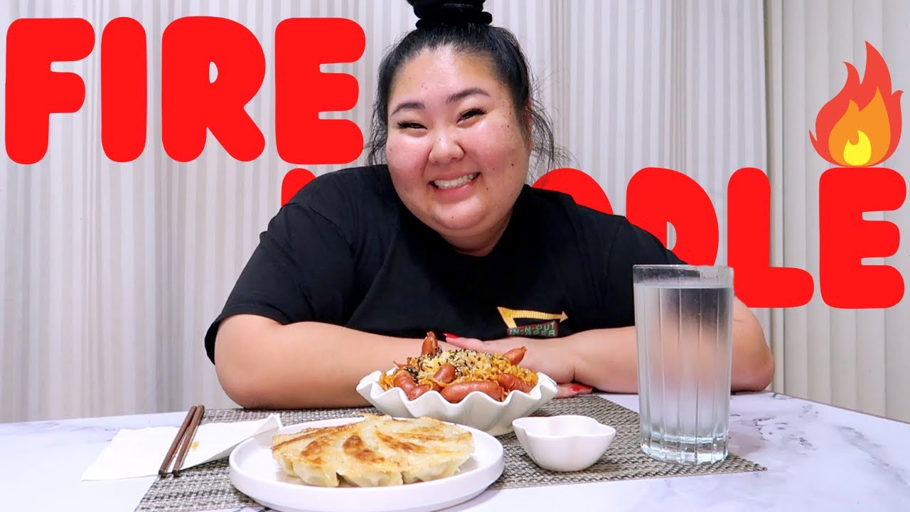 KOREAN FIRE NOODLE MUKBANG + korean sausages and dumplings + BIRTHDAY SURPRISE!