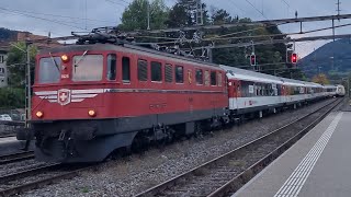 SBBH Ae 6/6 mit Schulzug und Re 460 durchfahrt in Moutier