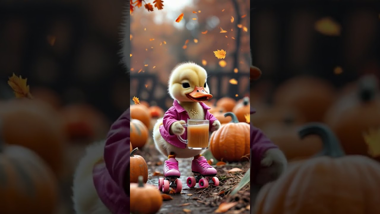 “Cute Duck 🐥 on Pink Roller Skates 🛼 | Duck Drinking Drinks 🍹 | Funny Duck Cartoon Short 