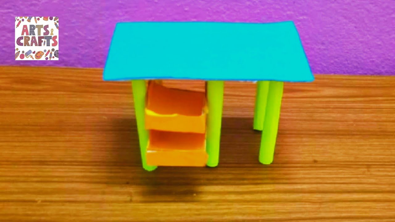 DIY MINIATURE PAPER STUDY TABLE | Easy paper craft 