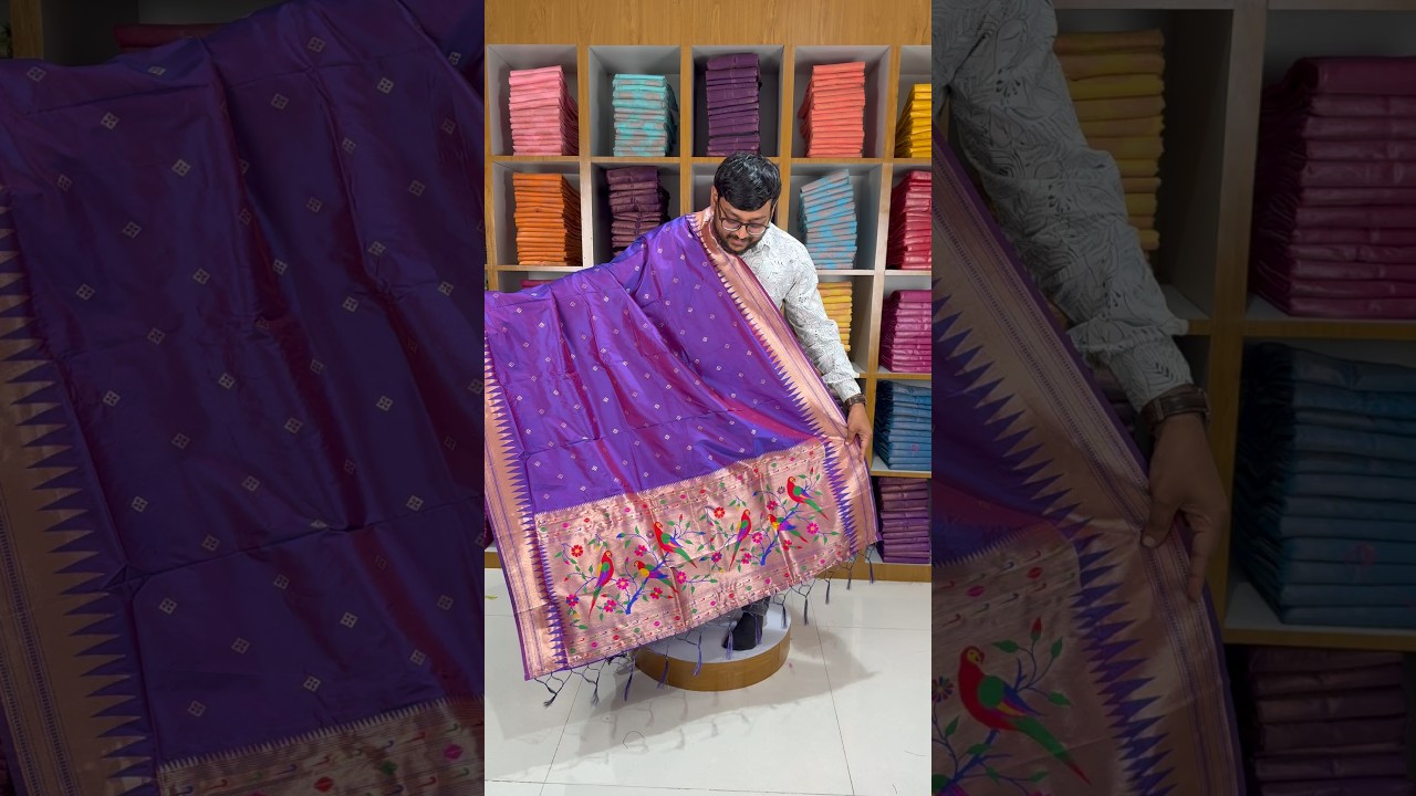 Pure Zari Temple Parrot Paithani Dupatta
