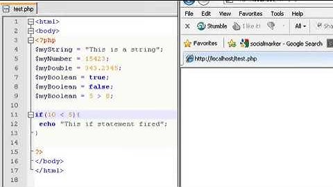 PHP Tutorial Video 10   If statements, Else Statements, and Boolean Values